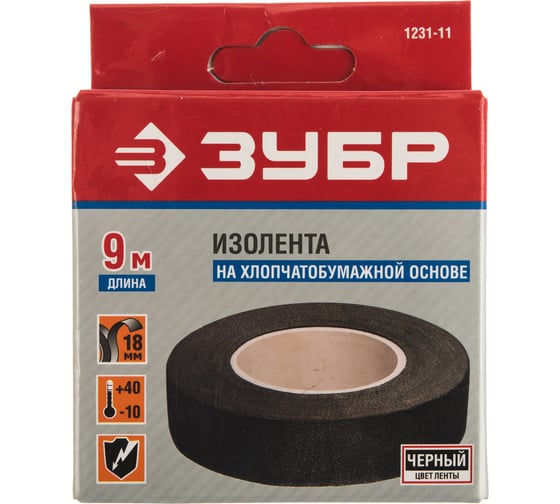 Изолента на хлопчатобумажной основе (18 мм; 9 м) ЗУБР 1231-11
