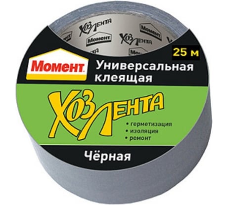Клейкая лента армированная серебристый (25 м; черная) Момент 1690073