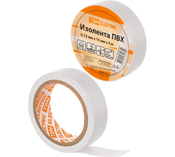 Изолента ПВХ TDM 0,13x15 мм, белая, 5 м SQ0526-0071