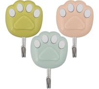 Набор крючков МУЛЬТИДОМ "Лапки" 3 шт., размер 4x5,5 см VL27-84