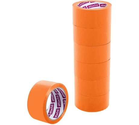 Упаковочная клейкая лента Attache 48 мм х 66 м, 45 мкм, оранжевая, 6 шт. 1312200