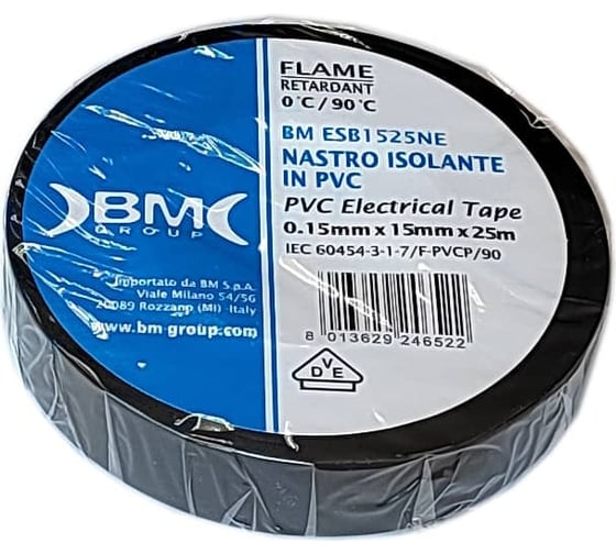 Изолента BM Group ПВХ, 15 мм x 25 м, цвет черный BM-ESB1525NE