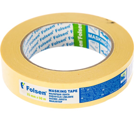 Малярная лента Folsen желтая 60oC 25ммx50м 02325
