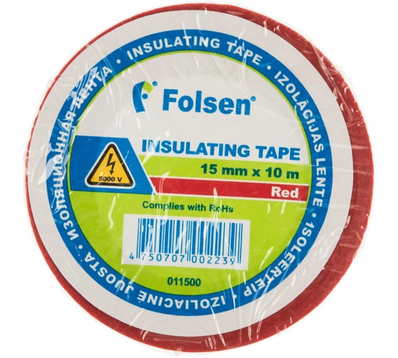 Изоляционная лента Folsen 15ммx10м красная 011500