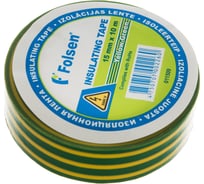 Изоляционная лента Folsen 15ммx10м желто-зеленая 011509
