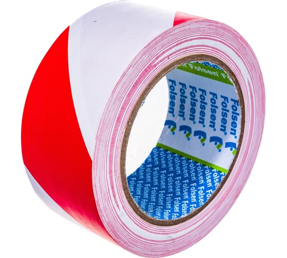 Клейкая сигнальная лента Folsen 50ммx33м красно-белая PVC 0673350