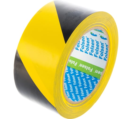 Клейкая сигнальная лента Folsen 50ммx33м желто-чёрная PVC 0663350