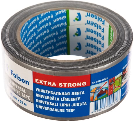 Универсальная тканевая влагоустойчивая лента Folsen 48ммx25м серая 240мк 051064825
