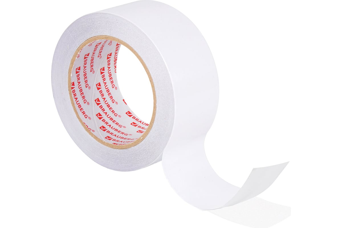 Двухсторонняя клейкая лента BRAUBERG 50 мм х 25 м, 90 микрон, подвес ...
