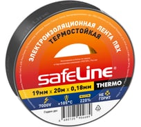 Изолента Safeline THERMO 19 мм х 20 м х 0,18 мм, черный, термостойкая 25266