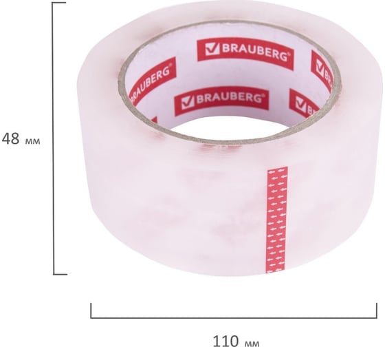 Упаковочная клейкая лента BRAUBERG Original, 48 мм х 100 м, прозрачная, толщина 45 микрон 440174