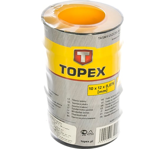 Уплотнительные ленты для труб TOPEX 10 м x 12 мм x 0.075 мм 34D091