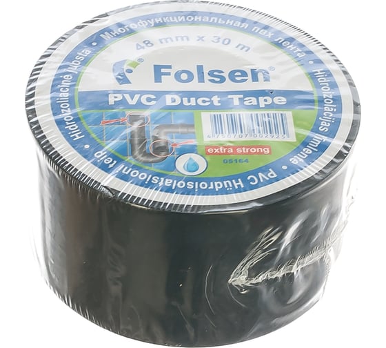 Гидроизоляционная PVC лента Folsen 48ммх30м чёрная 05164