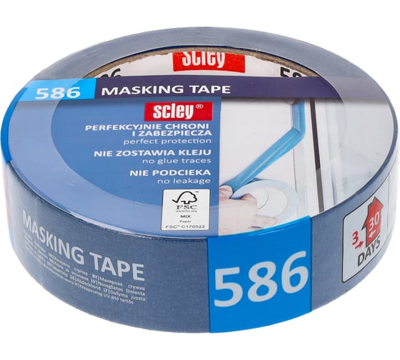Малярная лента SCLEY серия 586, размер 30 мм х 33 м, синяя 0300-863330