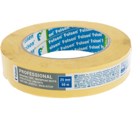 Малярная лента Folsen желтая 80oC 25мм x 50м 02225