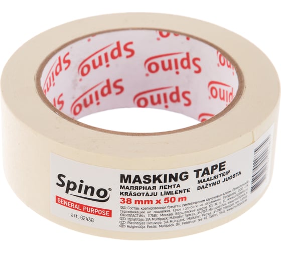 Малярная лента SPINO белая 60oC 38мм x 50м 62438