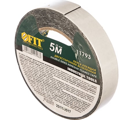 Двухсторонняя монтажная лента FIT IT на вспененной основе 25 мм х 5 м черная 11793