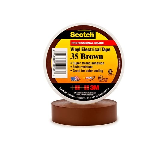 Изоляционная лента высшего класса 3М Scotch 35 коричневая 19мм х 20м х 0,18мм 7000031673