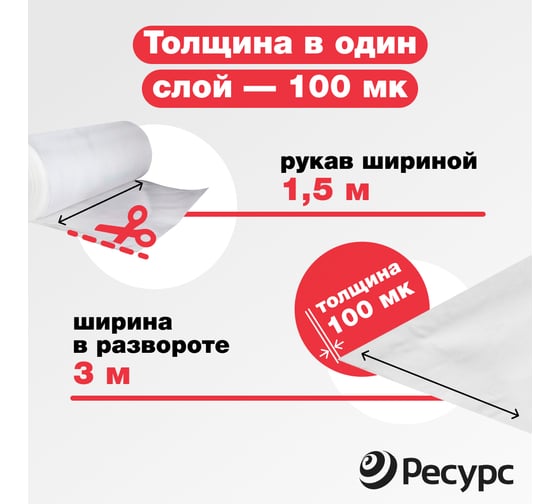 Парниковая пленка Ресурс 100 мкм, 3x200 м, 1 сорт 07801