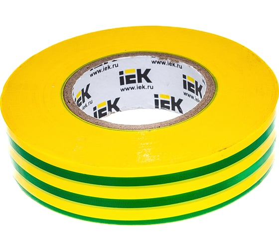 Изолента ПВХ 19мм, 20м, желто-зеленая IEK ИЭК UIZ-20-10-K52
