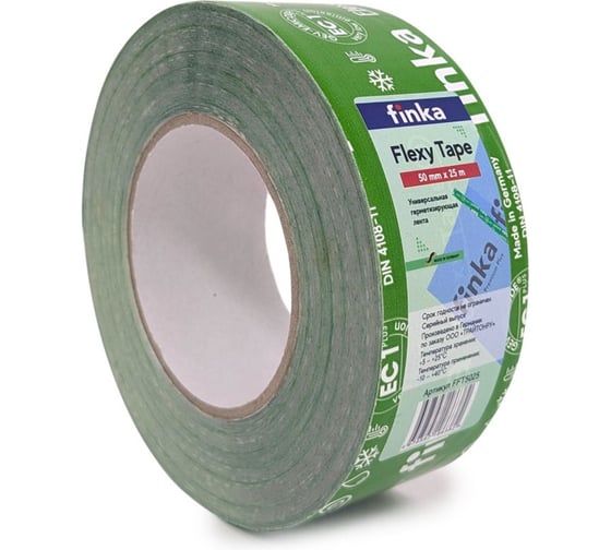 Клейкая лента Finka Flexy Tape 50 ммх25 м для склейки мембраны и пароизоляции, армированная FFT5025