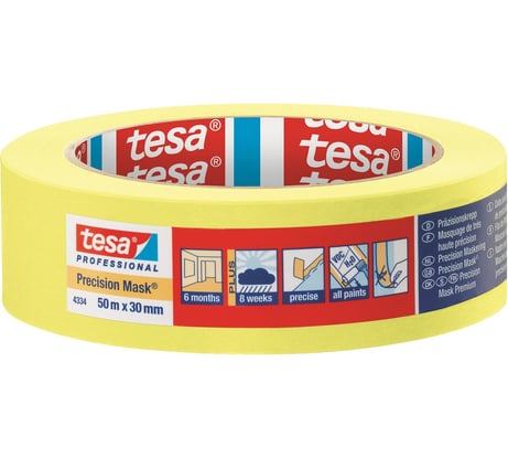 Малярная лента TESA Четкий край желтая 50 м х 30 мм (6 мес) 04334-00010-00