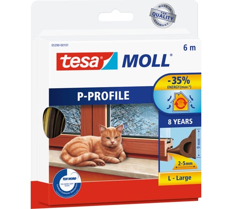 Резиновый уплотнитель TESA Премиум Р-профиль коричневый 05390-00103-00