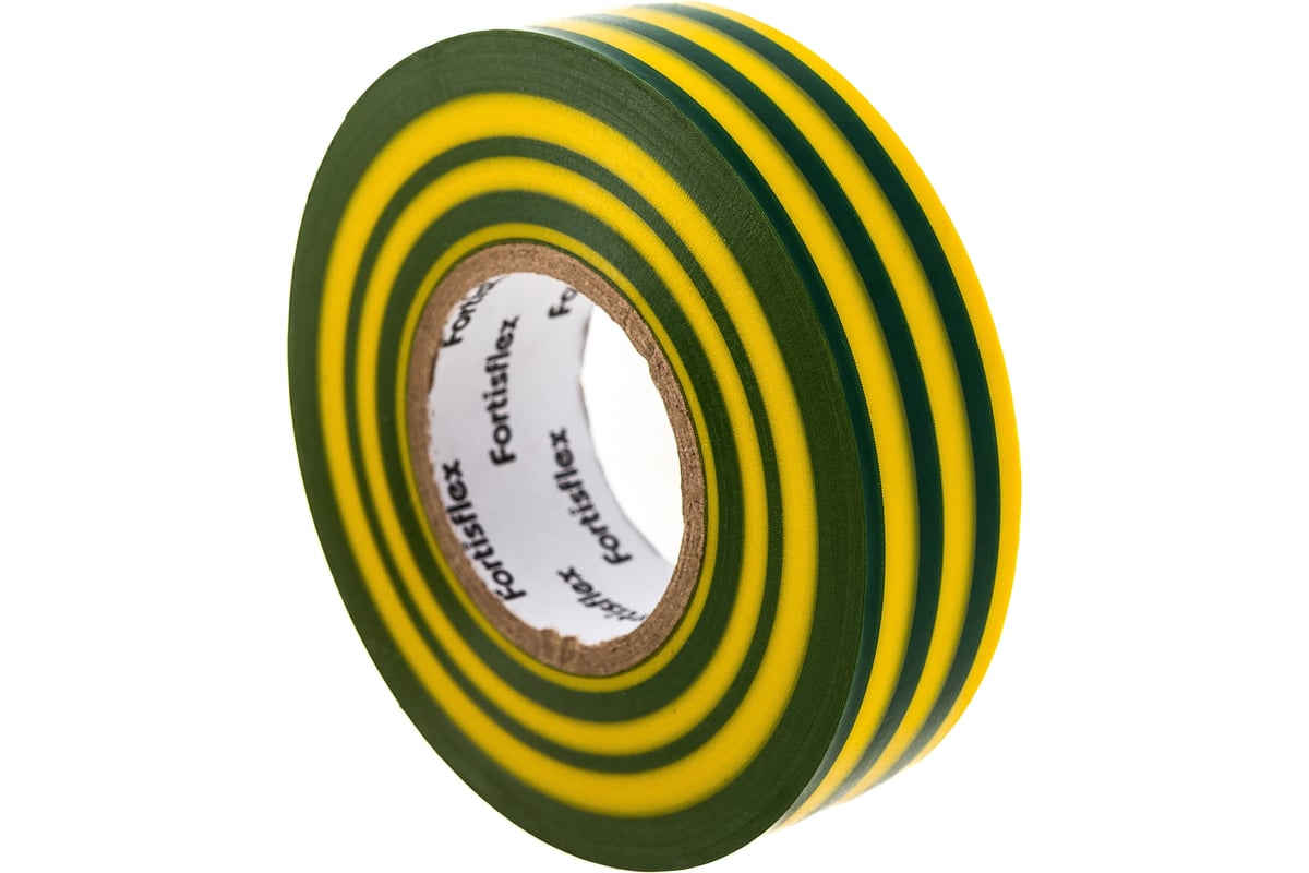 Изолента ПВХ FORTISFLEX 19 ммх0.15 ммх20 м желто-зеленая 71237 ...
