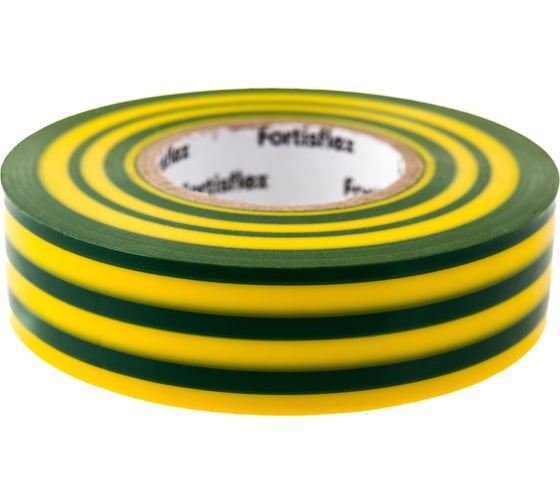 Изолента ПВХ FORTISFLEX 19 ммх0.15 ммх20 м желто-зеленая 71237