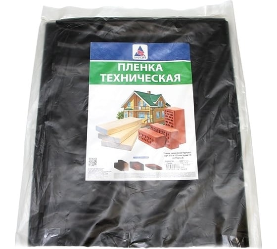 Техническая пленка ПРОТЭКТ 1 сорт 3х10 м 120 мкм (рукав 1,5 м) (черный) ПТ-120/3/10