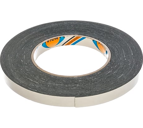 Двусторонняя клейкая лента на вспененной основе AVIORA 12 мм, 10 м, чёрная 302-012