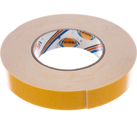 Двусторонняя клейкая лента на вспененной основе AVIORA 25ммх10м для крепления зеркал, белая 302-065