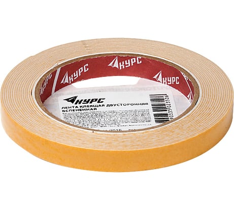 Монтажная клейкая лента на вспененной основе КУРС белая, 12мм х 5м 11781