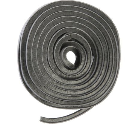 Щеточный уплотнитель ТУНДРА самоклеящийся, 7x8 мм, серый, 10 м 9103460