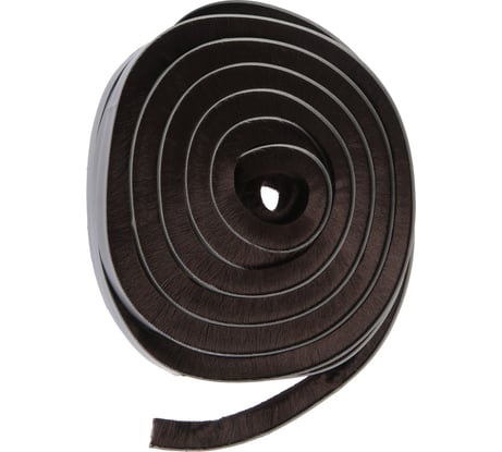 Щеточный уплотнитель ТУНДРА самоклеящийся, 9x15 мм, коричневый, 10 м 9103465