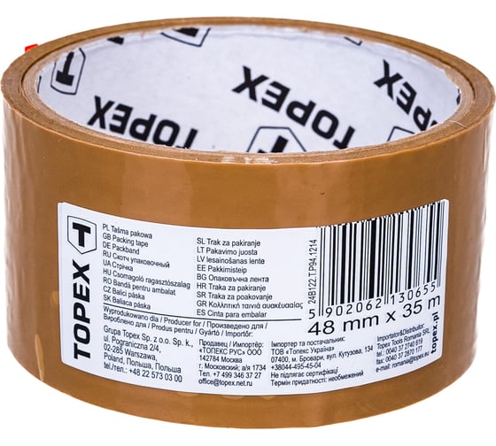 Упаковочная клейкая лента 48 мм x 35 м TOPEX 24B122