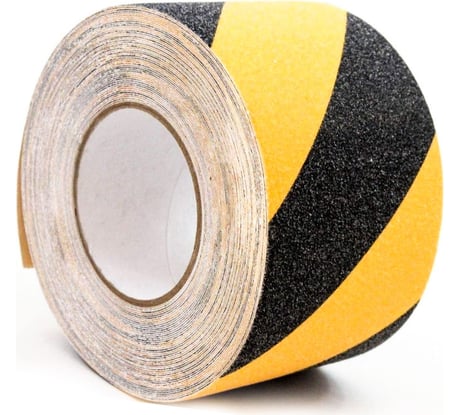 Универсальная противоскользящая лента Vell, желто-черная (100 мм х 18,3 м) 400181