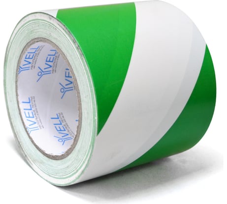 Лента для разметки самоклеящаяся Vell длина 33 м, ширина 100 мм, зелёно-белая, 0.15 мм, ПВХ (Standart) 1355302
