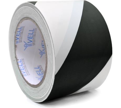 Лента для разметки самоклеящаяся Vell длина 33 м, ширина 50 мм, чёрно-белая, 0.15 мм, ПВХ (Standart) 1355301