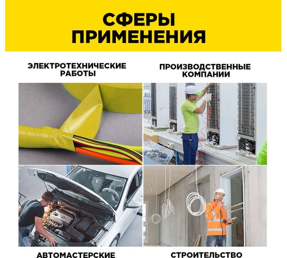 Профессиональная изолента AVIORA 165 мкм, ПВХ, 19 мм, 20 м, желтая 305-033