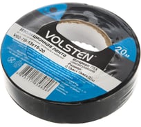 Изолента Volsten V02-7B-13х15-20 0,13х15 мм, черная, 20 метров 9796