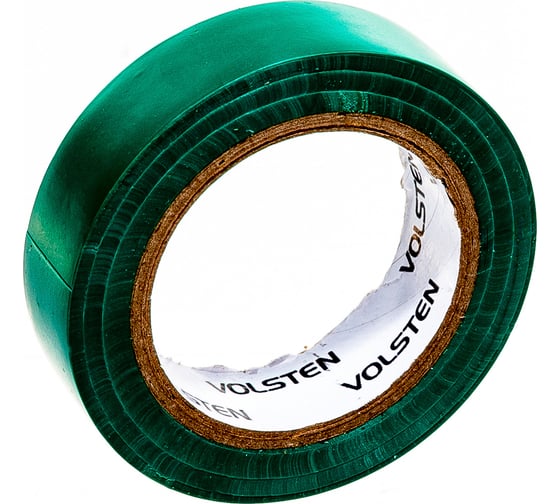 Изолента Volsten V02-7G-13х15-10 0,13х15 мм, зеленая, 10 метров 10286