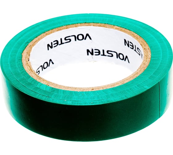 Изолента Volsten V02-7G-13х15-10 0,13х15 мм, зеленая, 10 метров 10286