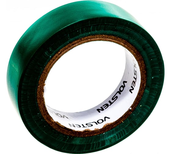 Изолента Volsten V02-7G-13х15-10 0,13х15 мм, зеленая, 10 метров 10286