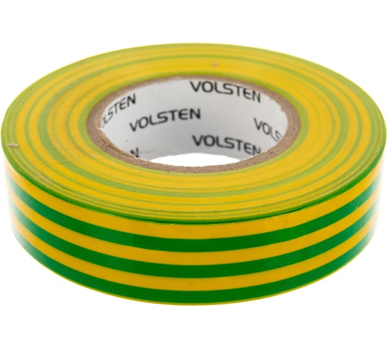 Изолента Volsten V02-7M-18х19-20 0,18х19 мм, желто-зеленая, 20 метров 9785