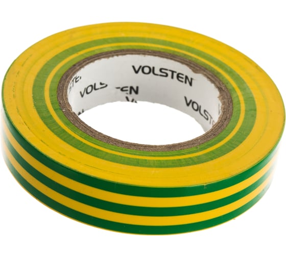 Изолента Volsten V02-7M-13х15-20 0,13х15 мм, желто-зеленая, 20 метров 9792