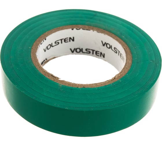 Изолента Volsten V02-7G-13х15-20 0,13х15 мм, зеленая, 20 метров 9793