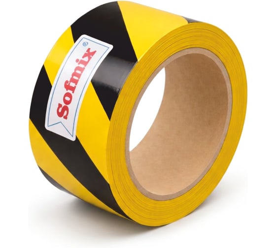 Лента для разметки SOFMIX 150 мкм, жёлто-чёрная, 50 мм х 33 м 15050338