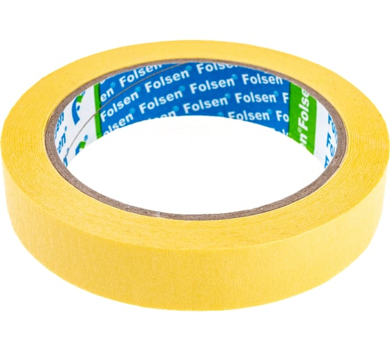 Малярная лента FOLSEN желтая, 60oC, 19мм x 35м 0213519
