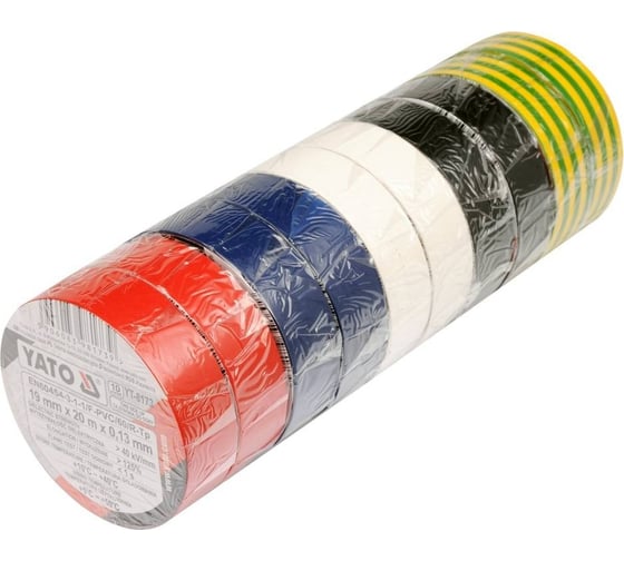 Изолента ПВХ YATO 19 мм, 20 м, 10 шт. YT-8173 1